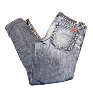 7 FOR ALL MANKIND “Gwenevere” Super Skinny Blue Jeans w/ Ankle Zipper, Size 31